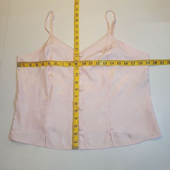 Valerie Stevens Y2K Light Pink Floral Jacquard Satin Cami Feminine Coquettegirl - Picture 7 of 7